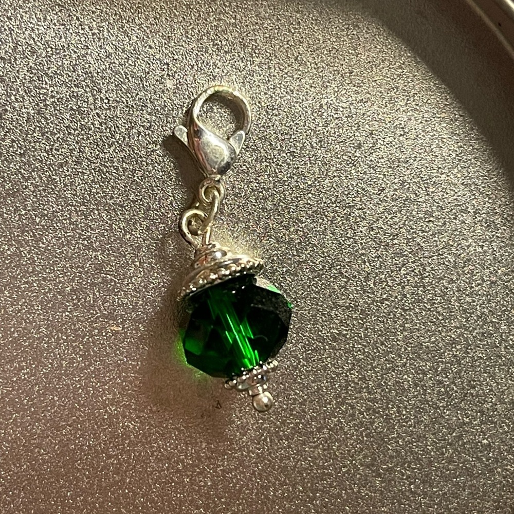 Origami Owl Emerald Green Silver Bracelet Dangle Charm NWOT